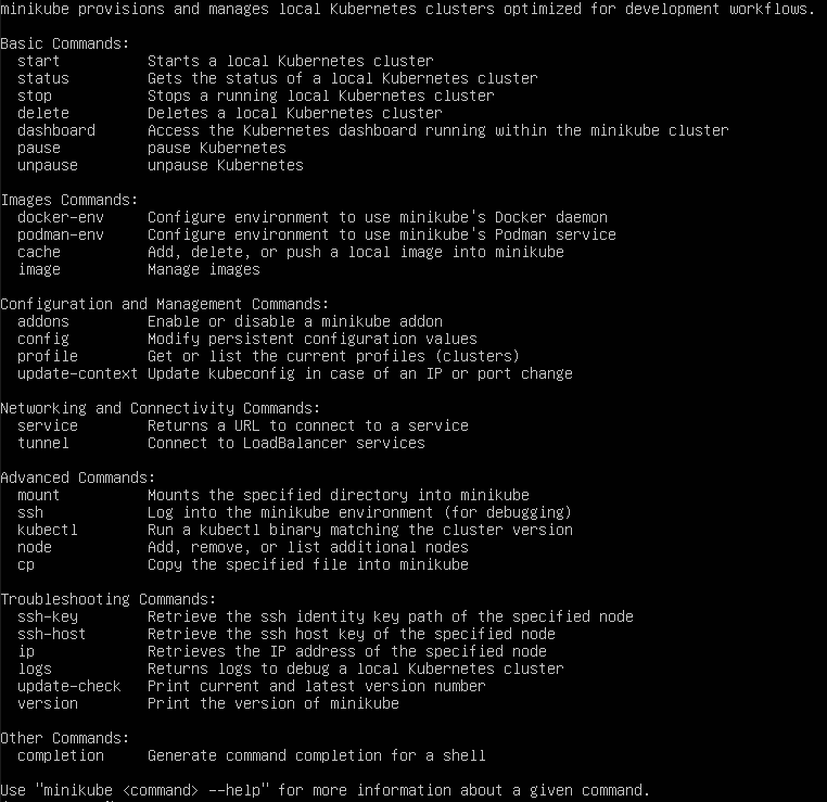 minikube --help