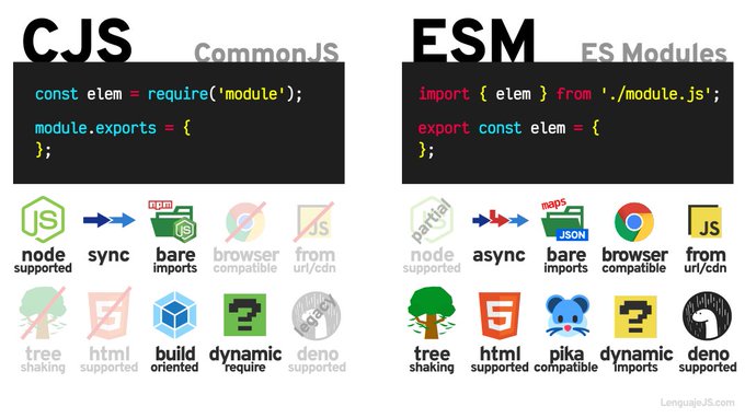 CommonJS(CJS), ECMAScript Modules(ESM)
