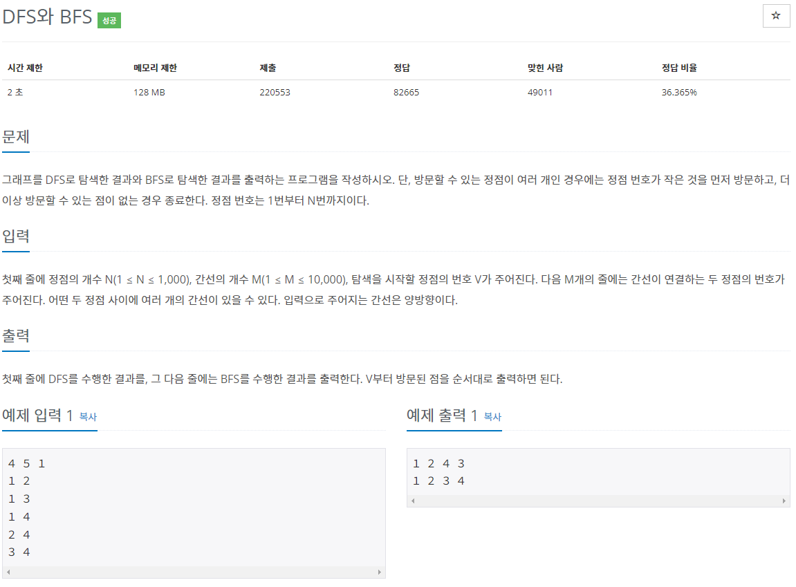 [백준 | C++] DFS와 BFS