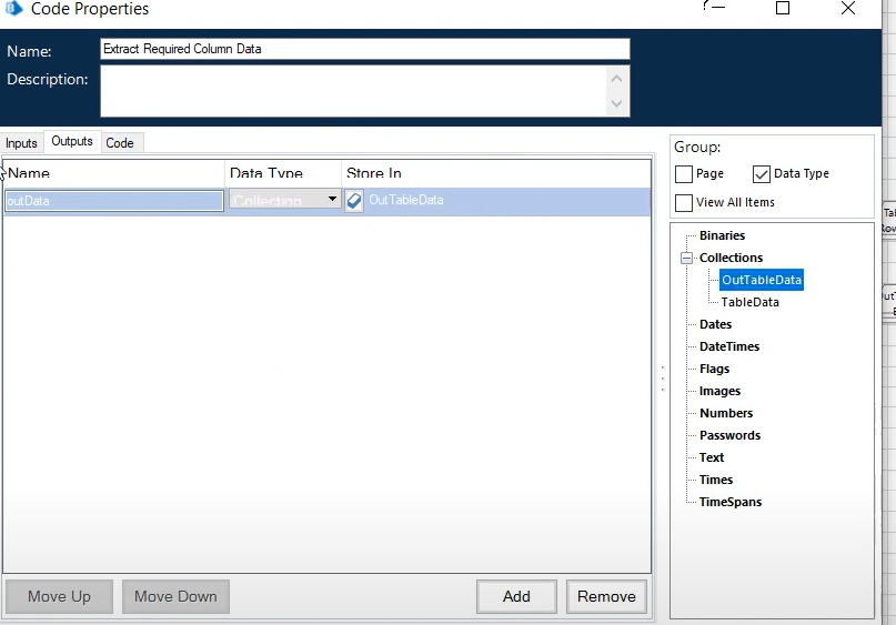 Blue Prism Custom Table Data Scrapping with Code stage