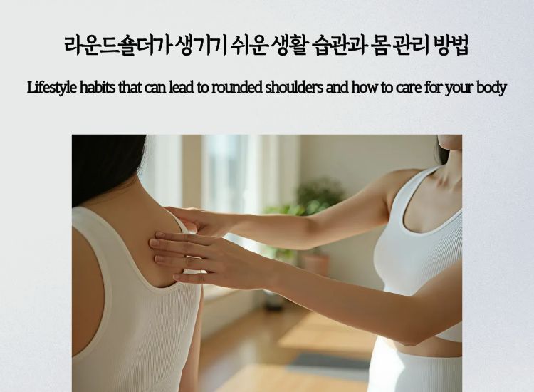 A shoulder care scene, representing lifestyle habits that may lead to rounded shoulders