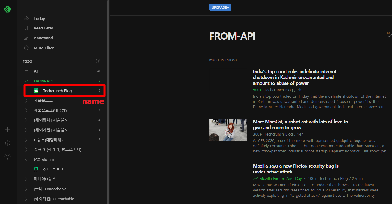 Register rss with api call to Feedly